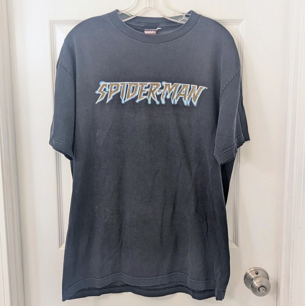 Marvel Spider-Man Mad Engine Y2K Black Graphic T-Shirt Oversized